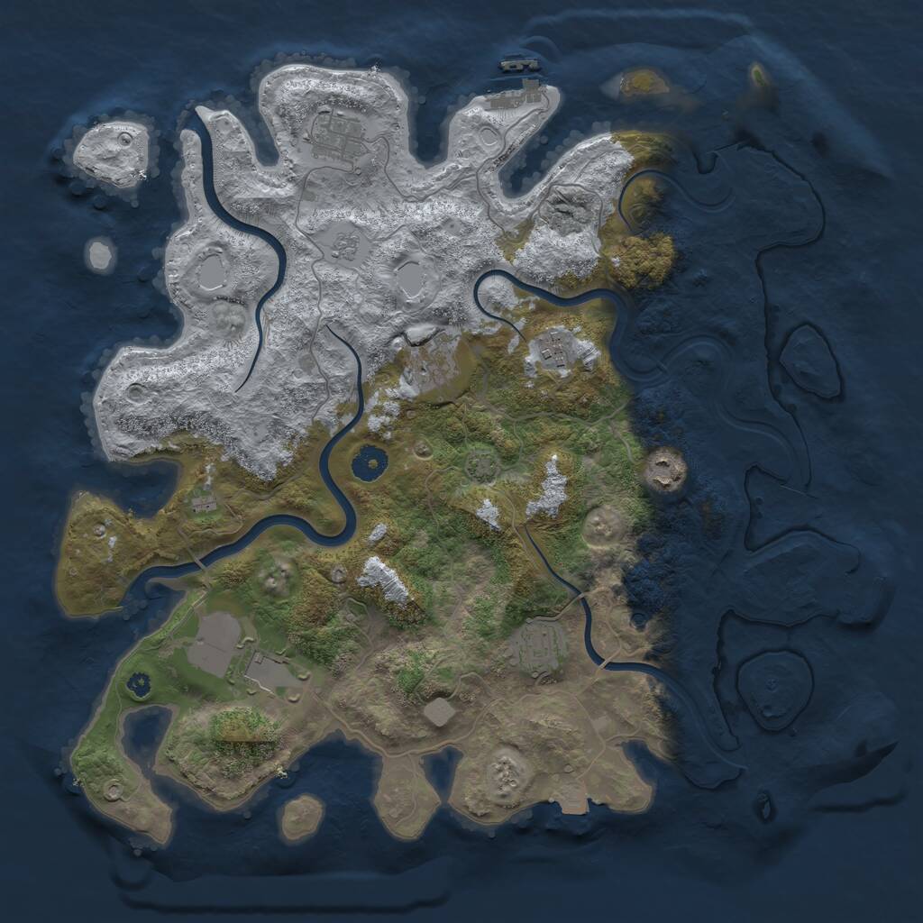 Rust Map: Procedural Map, Size: 3933, Seed: 21306535, 12 Monuments