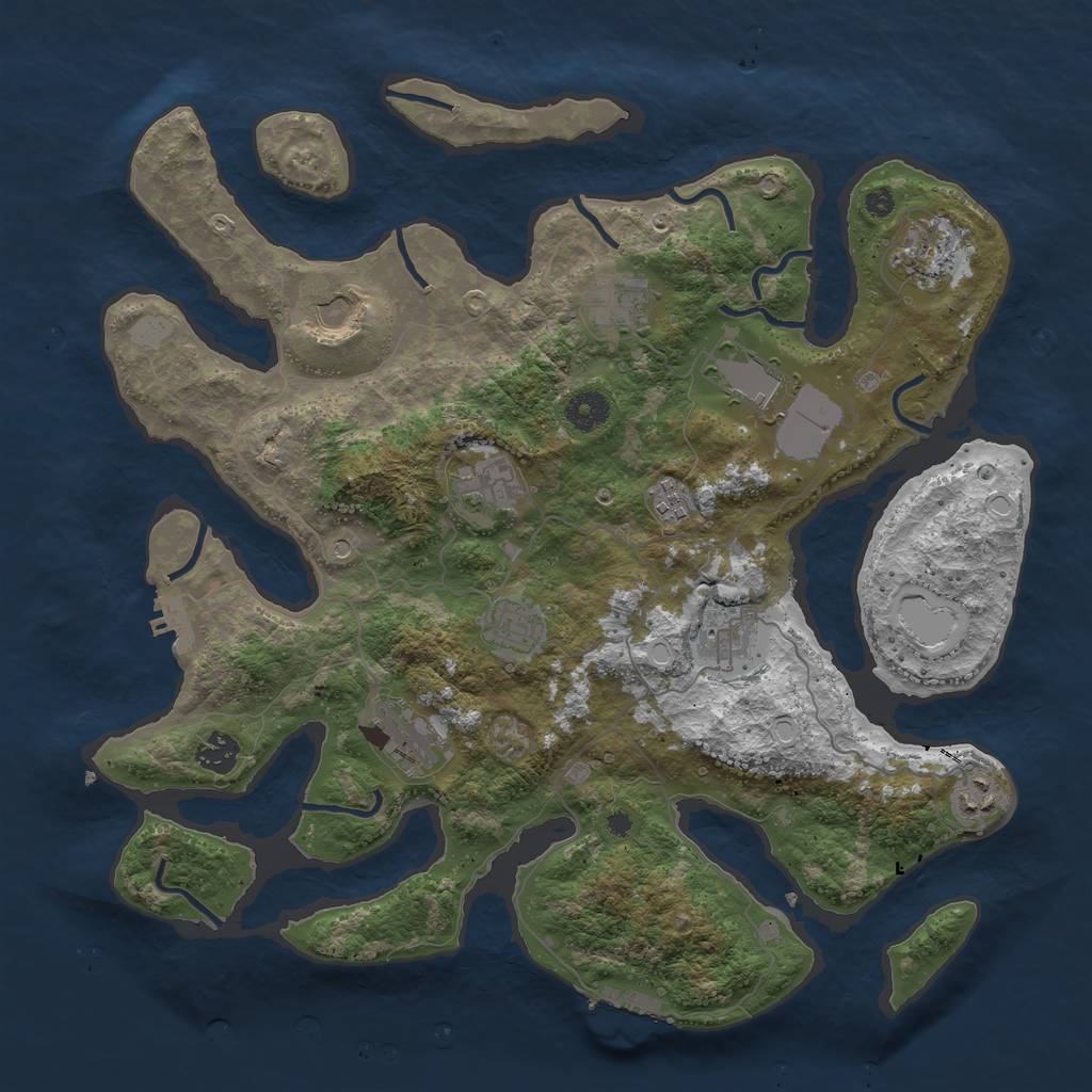 Rust Map: Procedural Map, Size: 3950, Seed: 1826215953, 19 Monuments