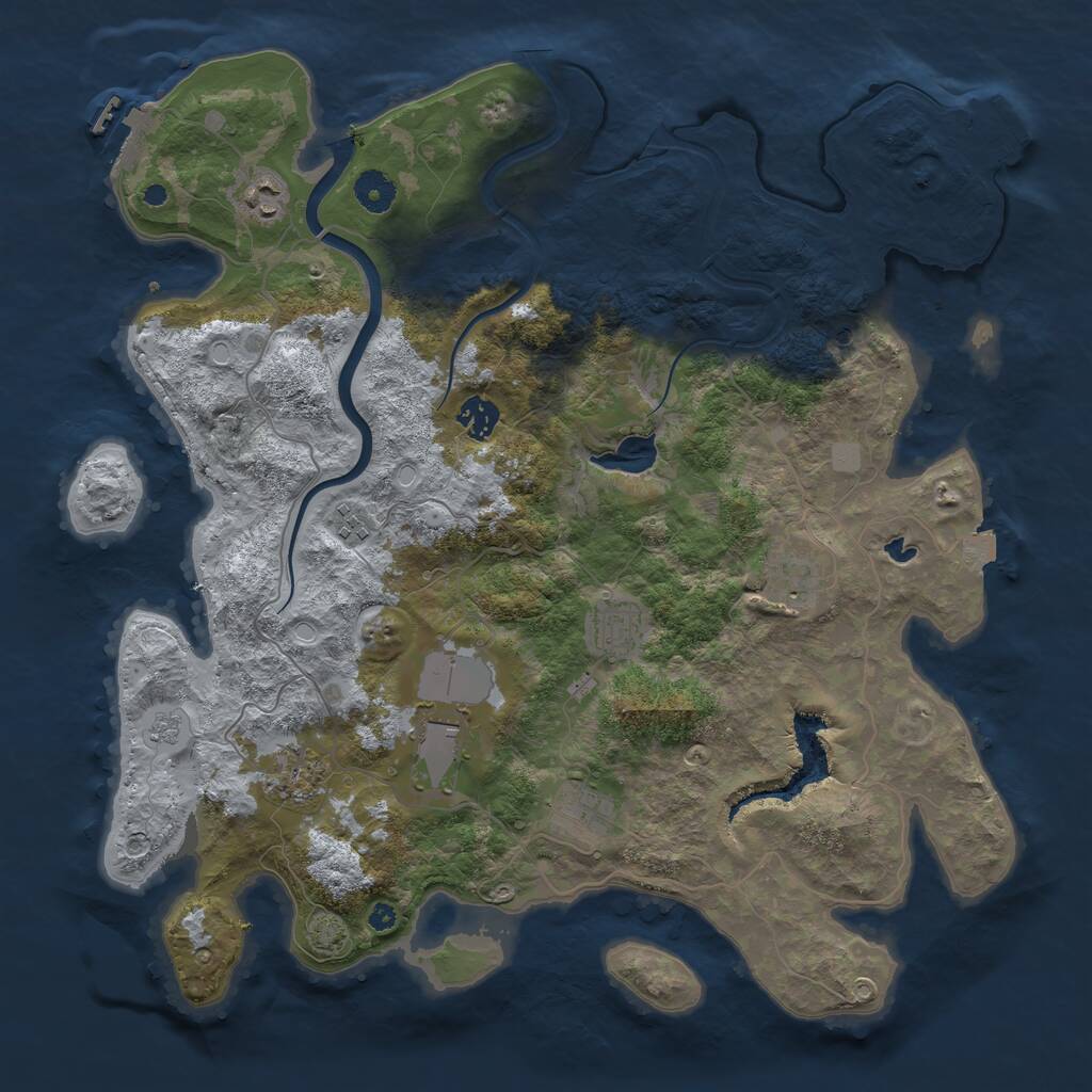 Rust Map: Procedural Map, Size: 4000, Seed: 285666, 14 Monuments