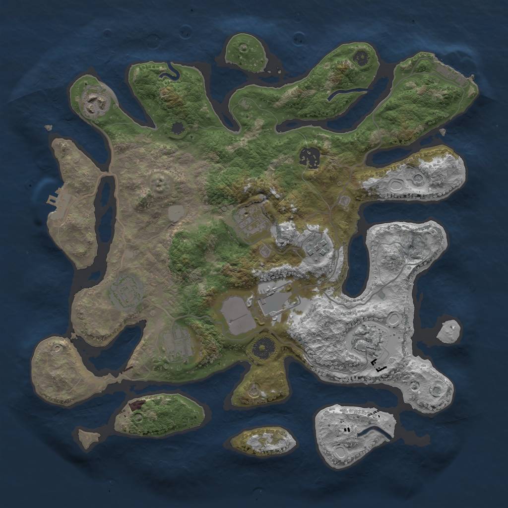 Rust Map: Procedural Map, Size: 3500, Seed: 19999, 16 Monuments