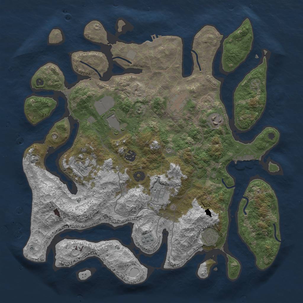 Rust Map: Procedural Map, Size: 4000, Seed: 3662971, 16 Monuments