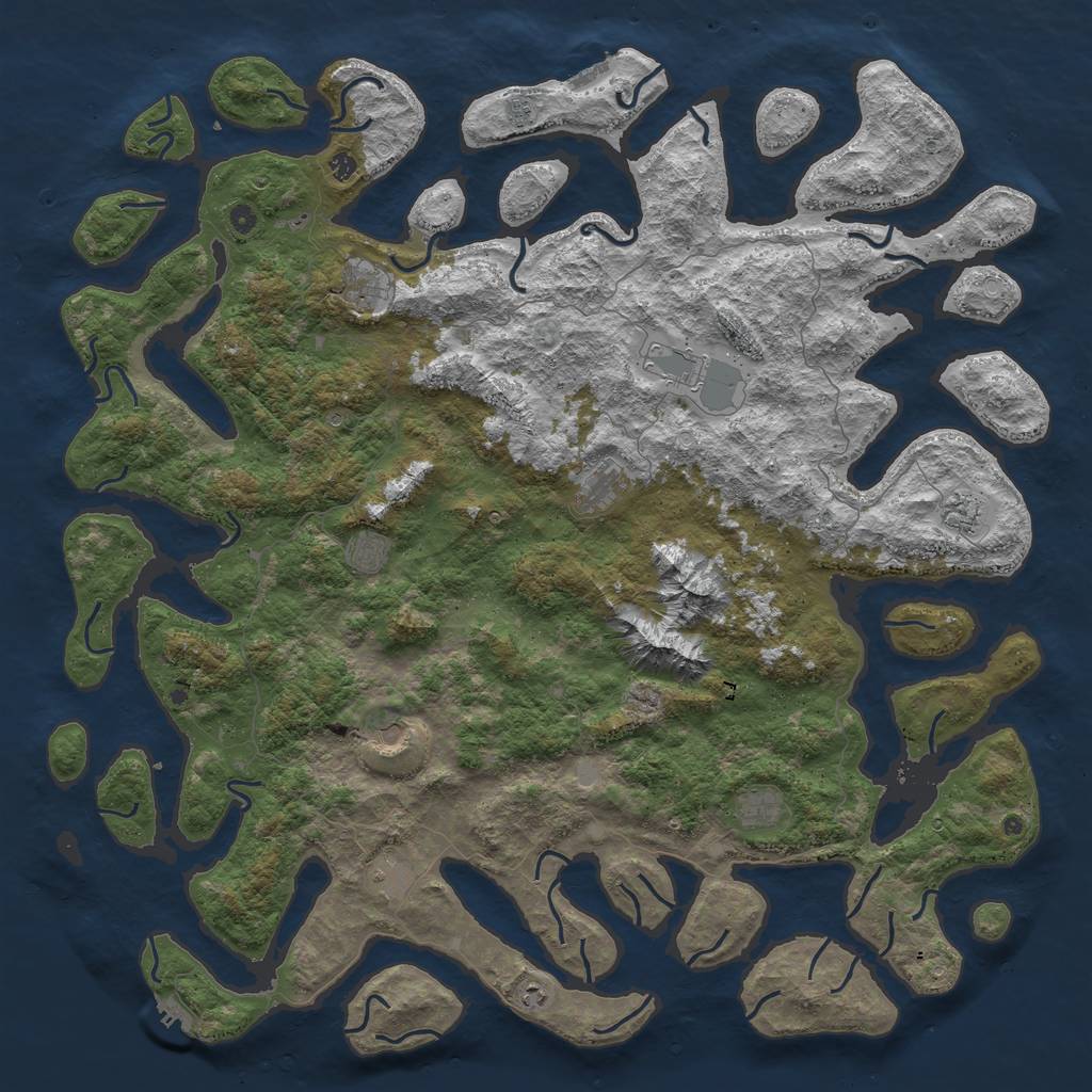 Rust Map: Procedural Map, Size: 6000, Seed: 1462, 19 Monuments