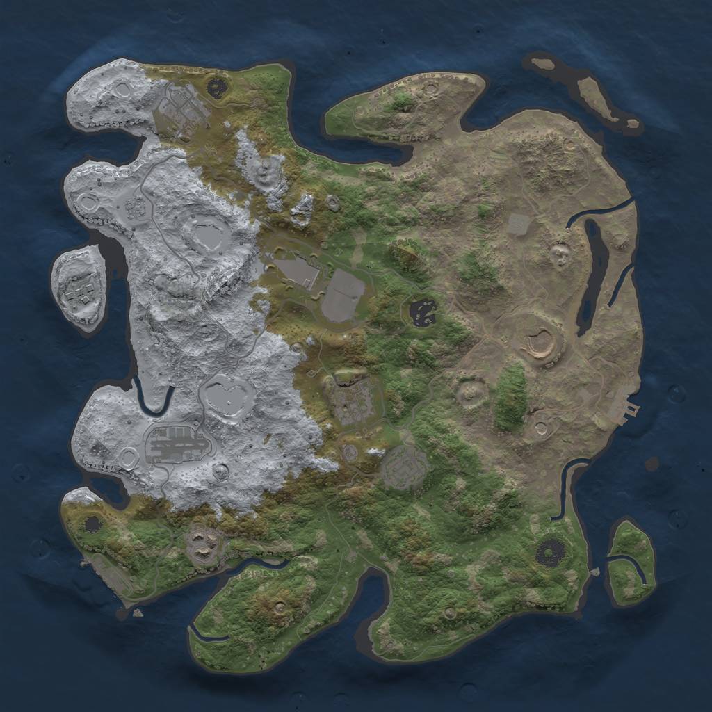 Rust Map: Procedural Map, Size: 3700, Seed: 85491, 16 Monuments