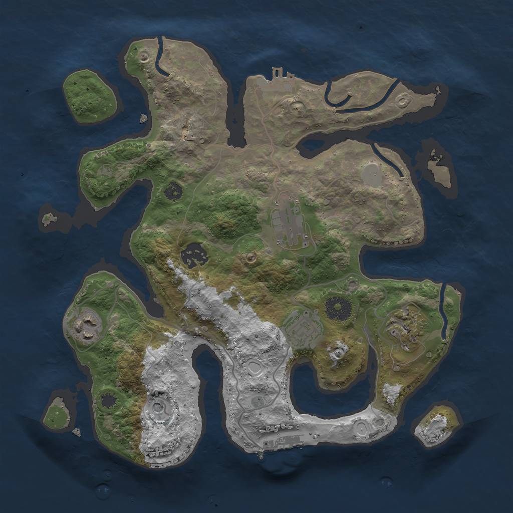 Rust Map: Procedural Map, Size: 3000, Seed: 43333, 13 Monuments