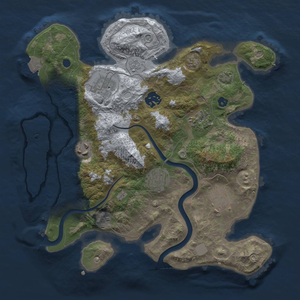 Rust Map: Procedural Map, Size: 3000, Seed: 779131, 11 Monuments