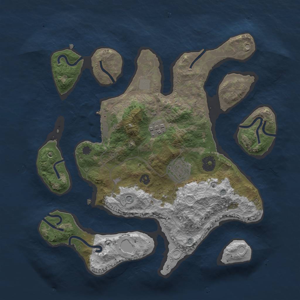 Rust Map: Procedural Map, Size: 3000, Seed: 990274, 9 Monuments