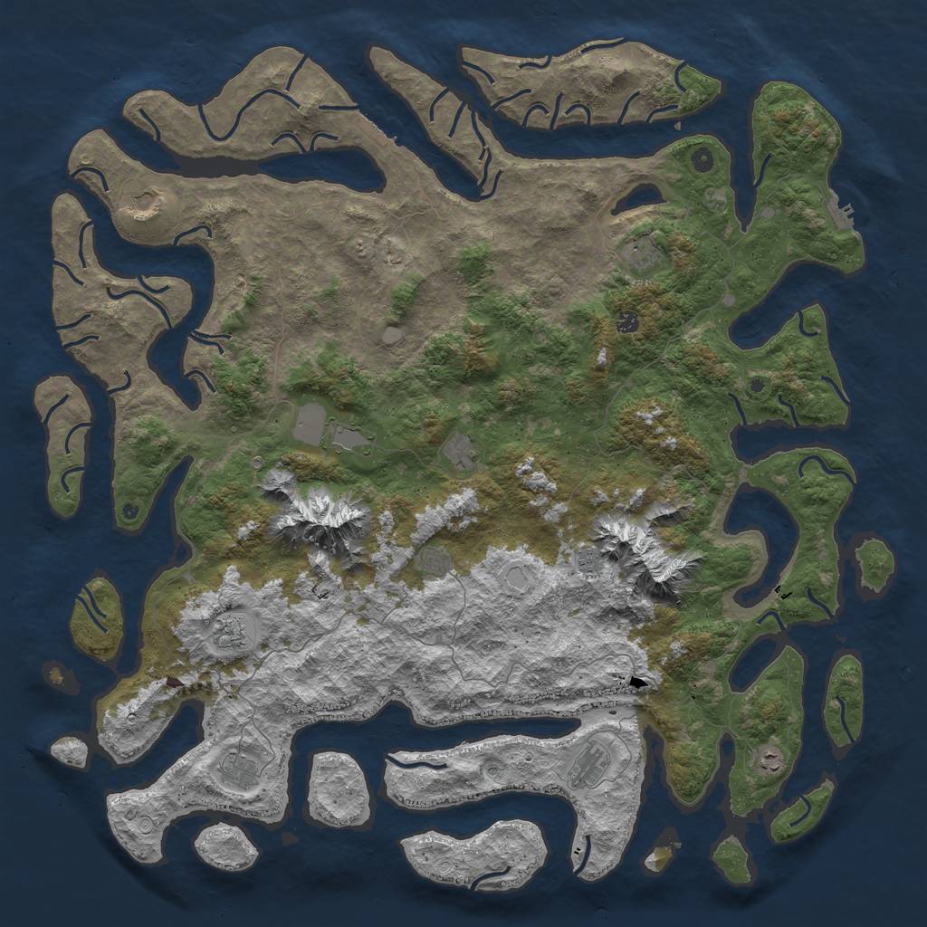 Rust Map: Procedural Map, Size: 6000, Seed: 36476, 19 Monuments