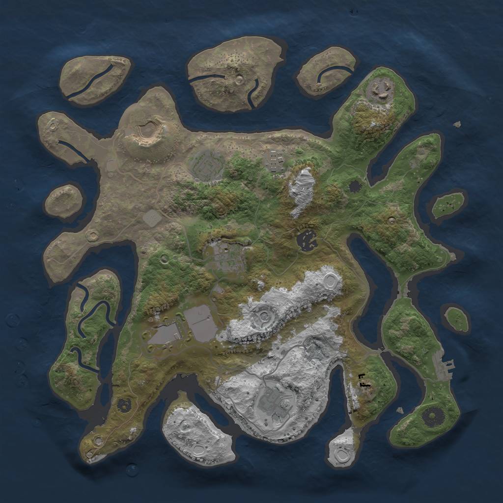 Rust Map: Procedural Map, Size: 3550, Seed: 499950, 15 Monuments