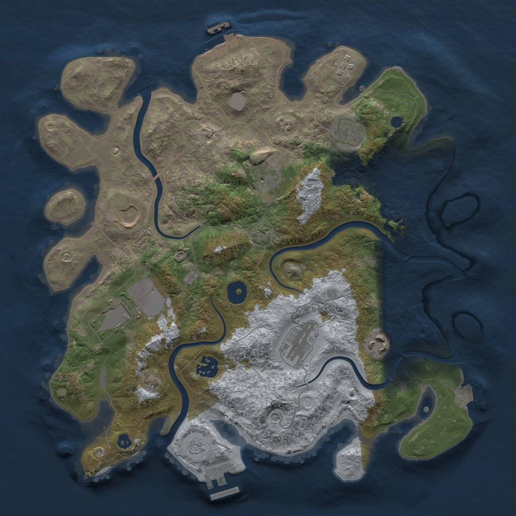 Rust Map: Procedural Map, Size: 3550, Seed: 499950, 14 Monuments