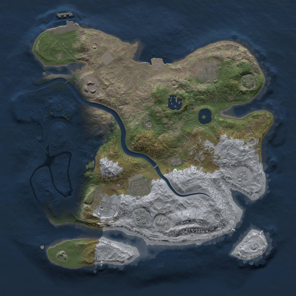 Rust Map: Procedural Map, Size: 3000, Seed: 571243, 13 Monuments