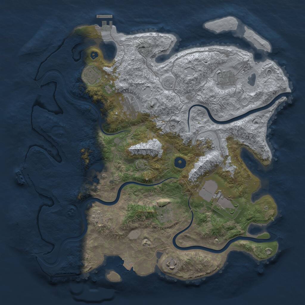 Rust Map: Procedural Map, Size: 3900, Seed: 23663, 15 Monuments