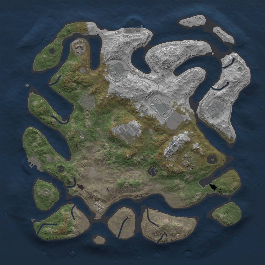 Rust Map: Procedural Map, Size: 3900, Seed: 23663, 17 Monuments