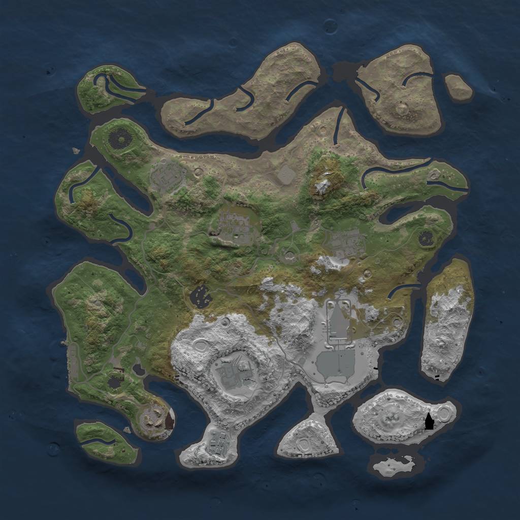 Rust Map: Procedural Map, Size: 3550, Seed: 571570, 15 Monuments