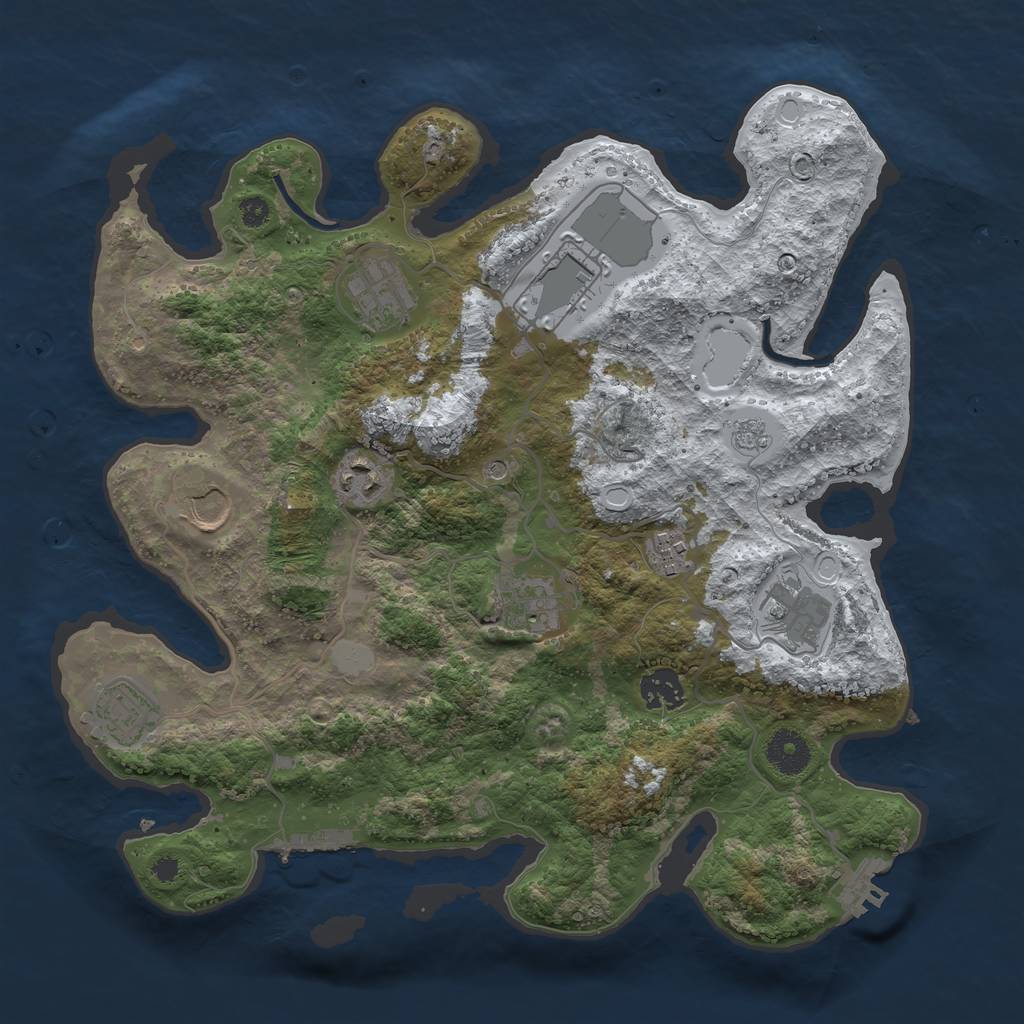 Rust Map: Procedural Map, Size: 3550, Seed: 369508, 18 Monuments