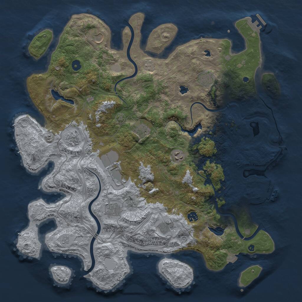Rust Map: Procedural Map, Size: 4500, Seed: 1008, 16 Monuments
