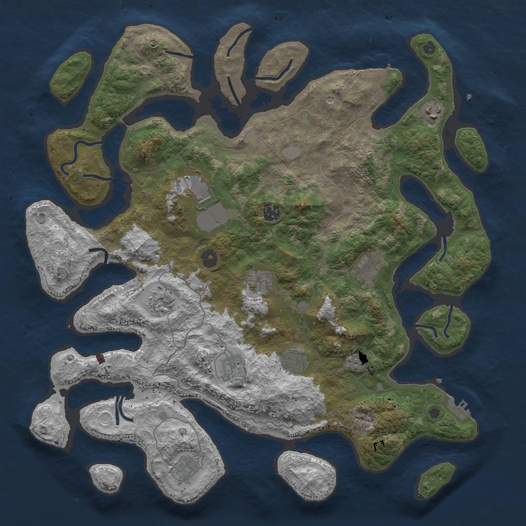 Rust Map: Procedural Map, Size: 4500, Seed: 1008, 18 Monuments