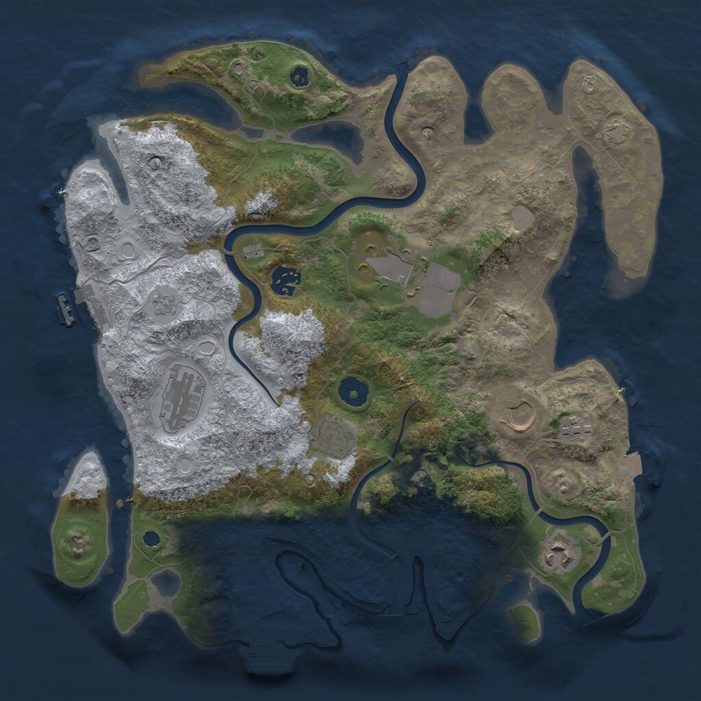 Rust Map: Procedural Map, Size: 3550, Seed: 952643, 13 Monuments
