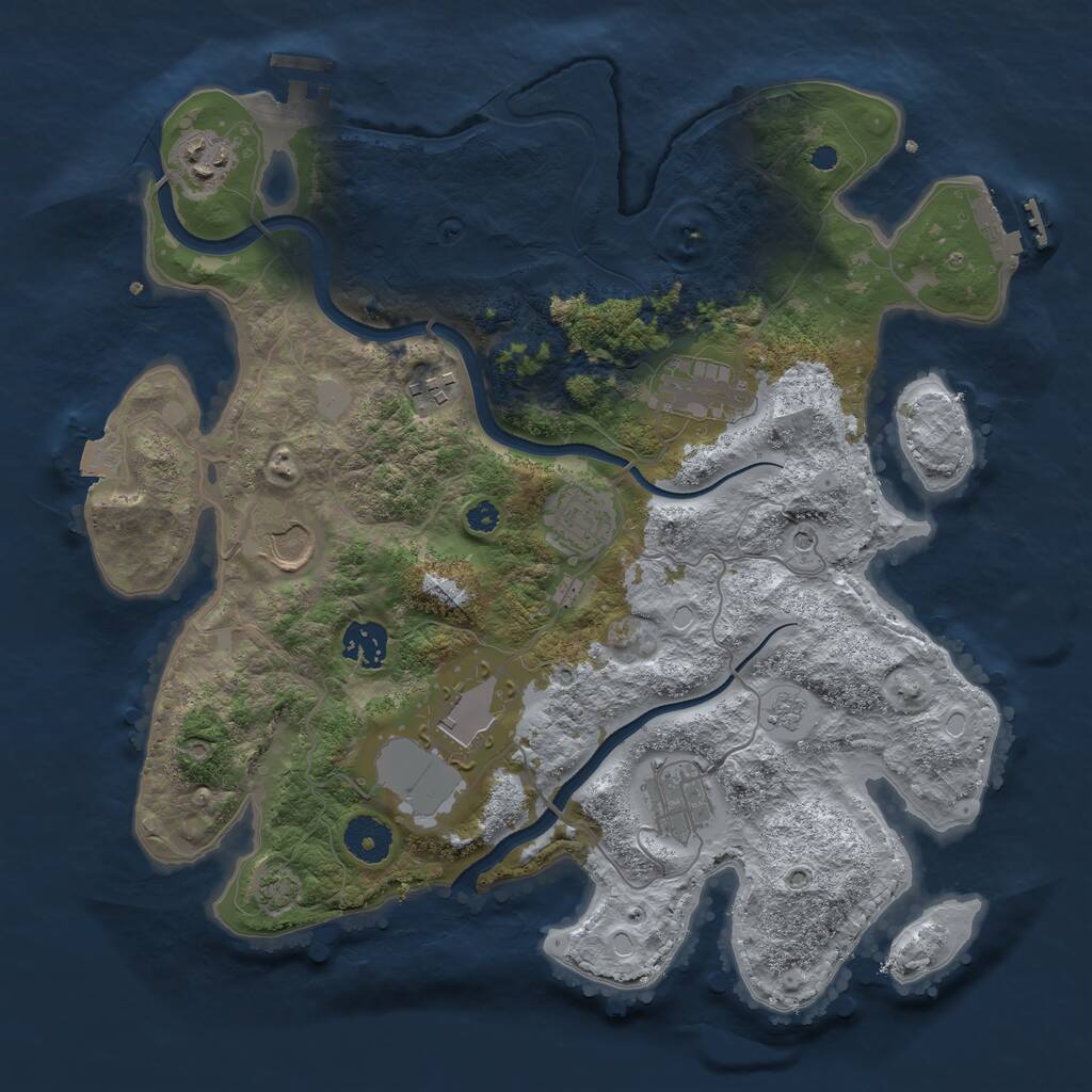 Rust Map: Procedural Map, Size: 3500, Seed: 734410068, 14 Monuments