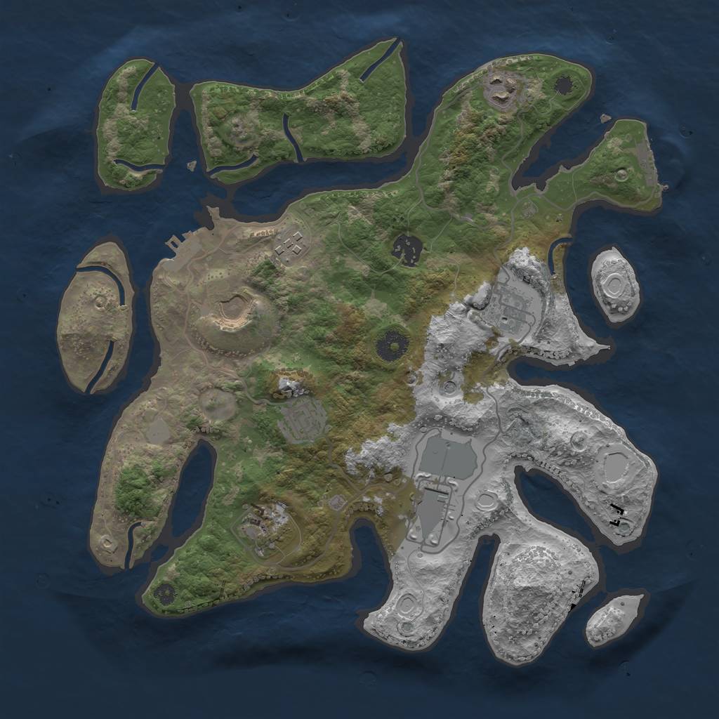 Rust Map: Procedural Map, Size: 3500, Seed: 734410068, 16 Monuments