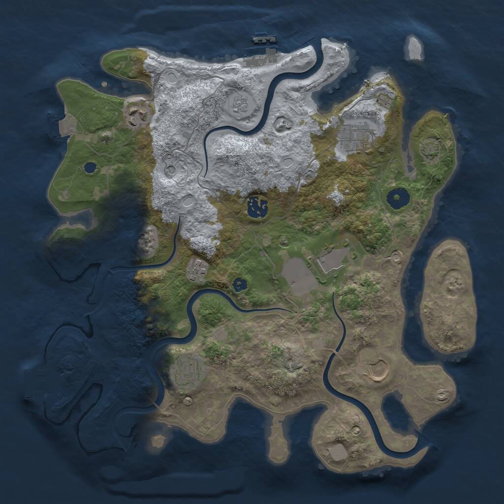 Rust Map: Procedural Map, Size: 3500, Seed: 2328, 13 Monuments