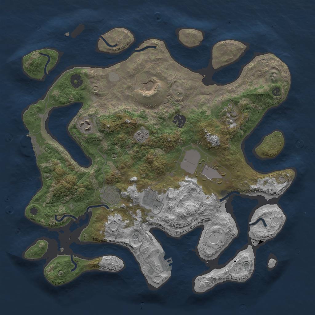 Rust Map: Procedural Map, Size: 3600, Seed: 322509219, 16 Monuments