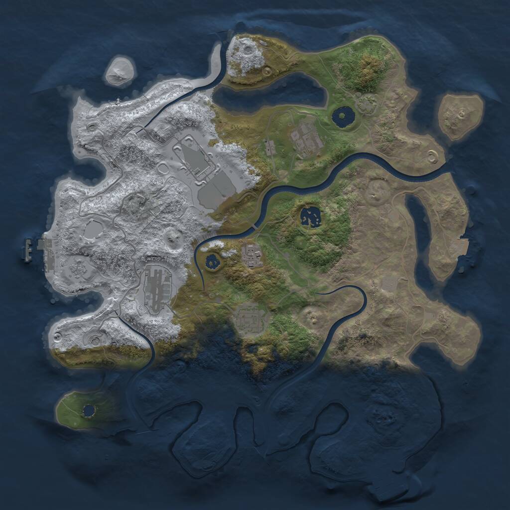 Rust Map: Procedural Map, Size: 3550, Seed: 723819, 12 Monuments