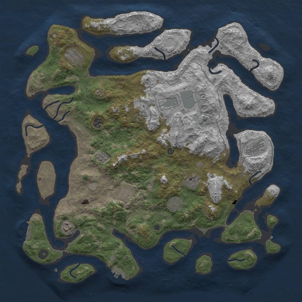 Rust Map: Procedural Map, Size: 4500, Seed: 2056521755, 18 Monuments