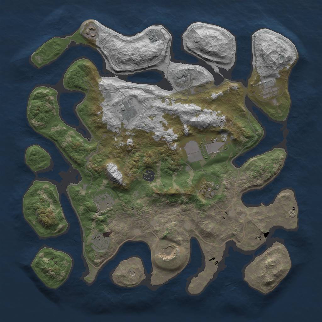 Rust Map: Barren, Size: 4000, Seed: 24434736, 13 Monuments