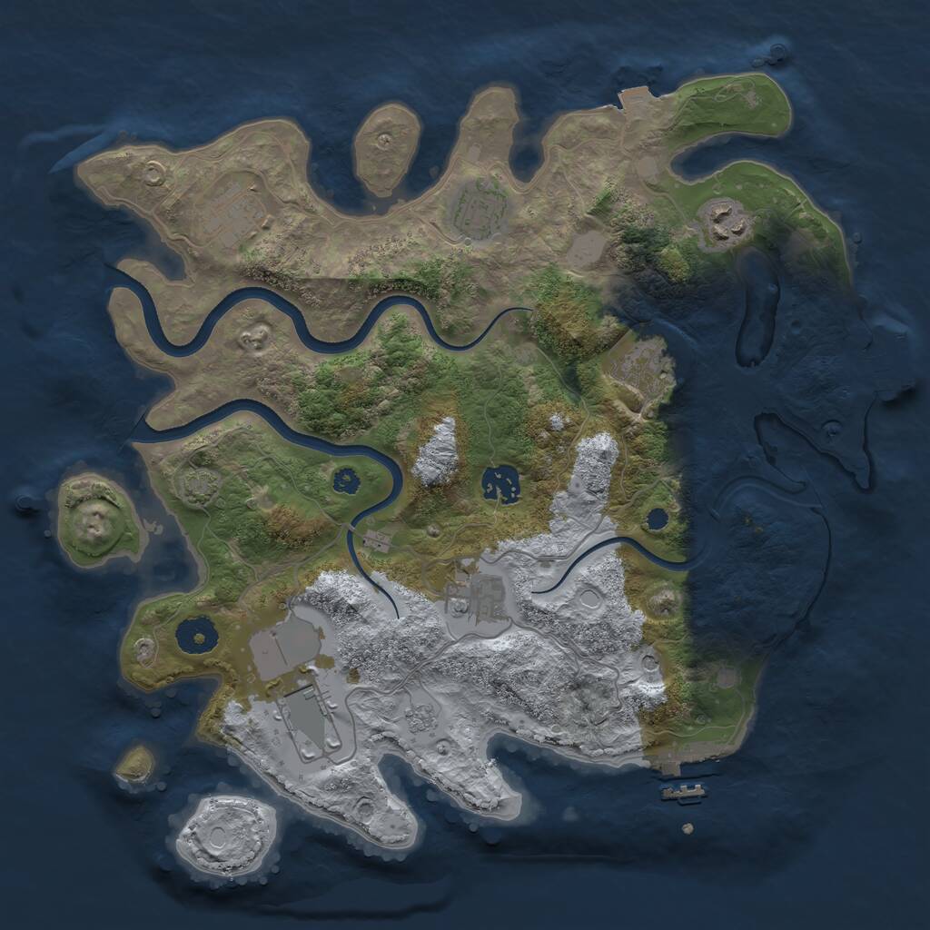 Rust Map: Procedural Map, Size: 3500, Seed: 634380083, 13 Monuments