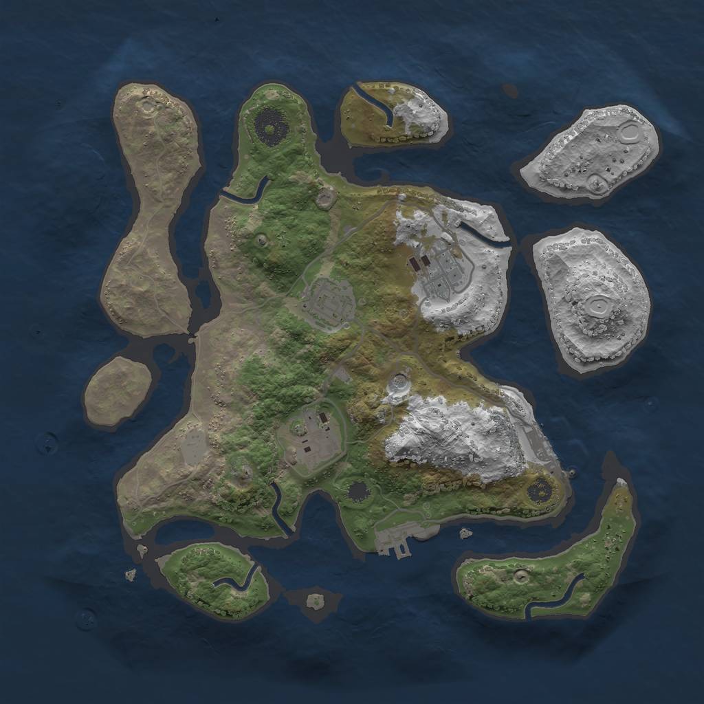 Rust Map: Procedural Map, Size: 3000, Seed: 983337465, 11 Monuments