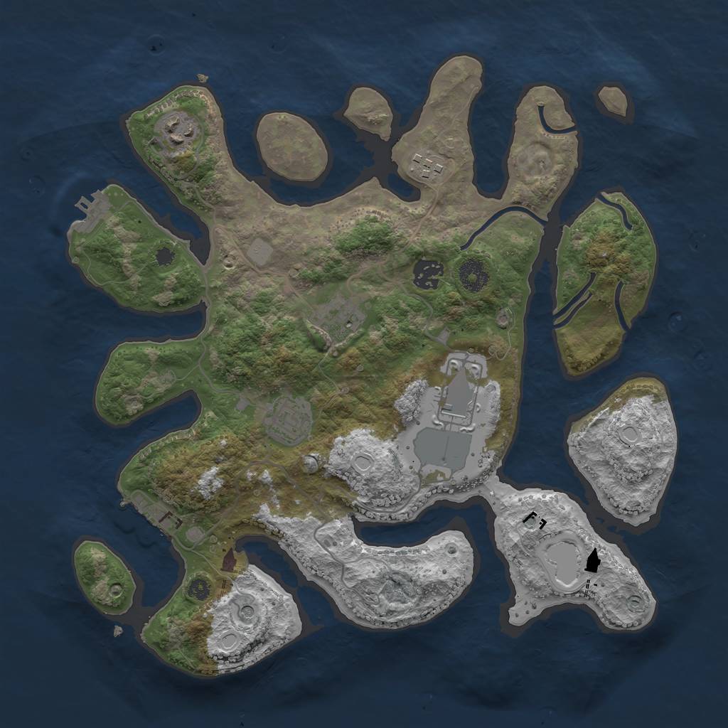 Rust Map: Procedural Map, Size: 3500, Seed: 273876561, 14 Monuments