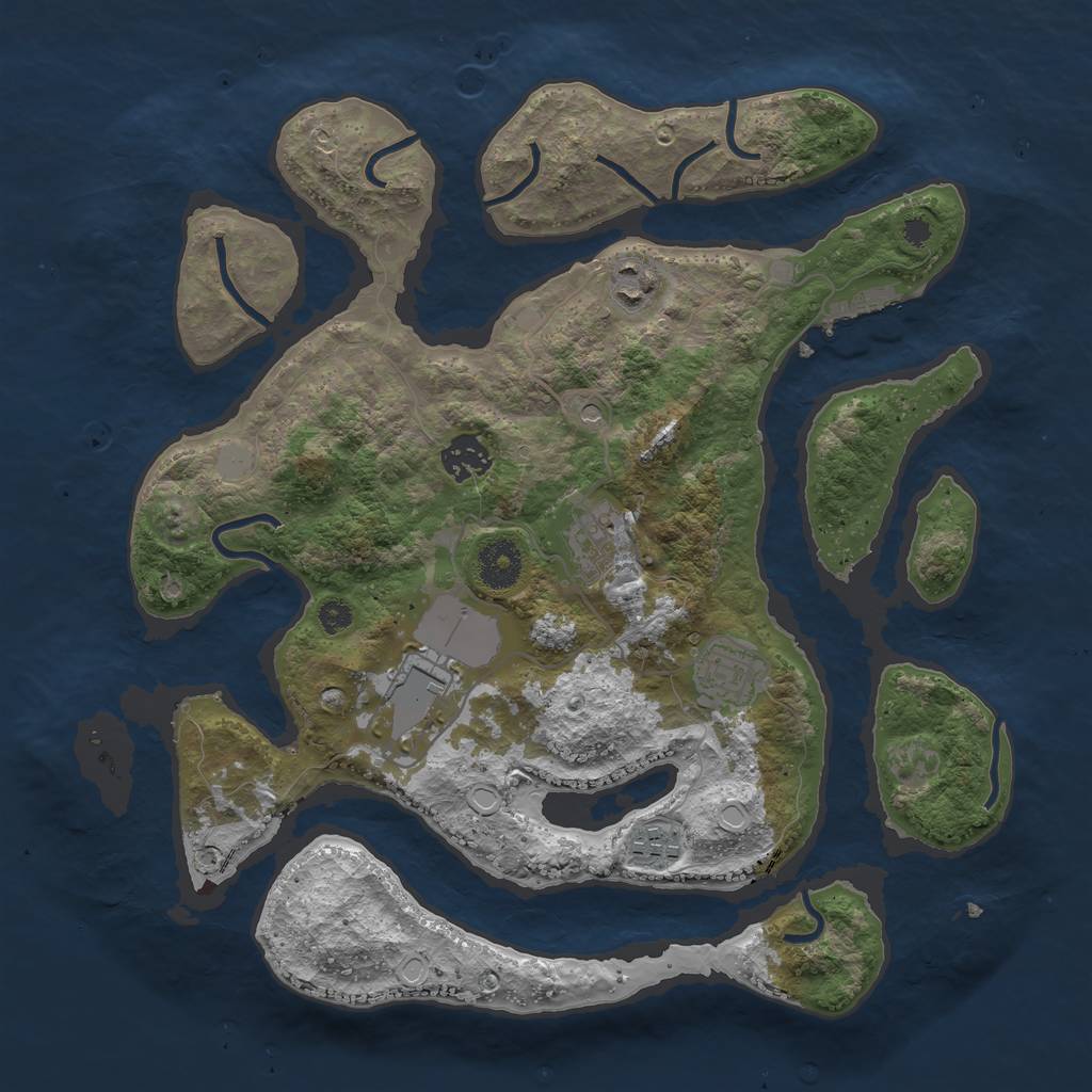 Rust Map: Procedural Map, Size: 3500, Seed: 895336743, 13 Monuments