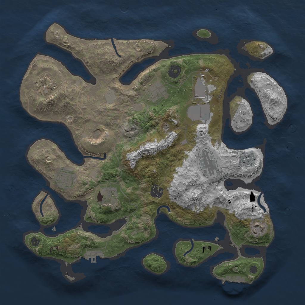 Rust Map: Procedural Map, Size: 3500, Seed: 1084917825, 18 Monuments