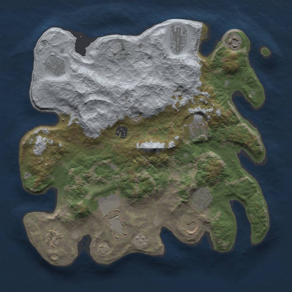 Rust Map: Barren, Size: 3500, Seed: 1381199532, 14 Monuments