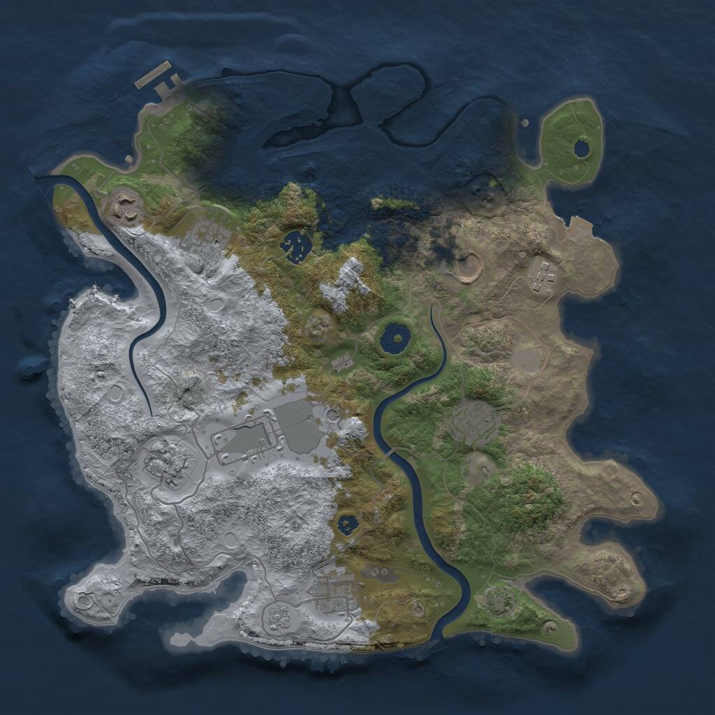 Rust Map: Procedural Map, Size: 3550, Seed: 32130, 14 Monuments