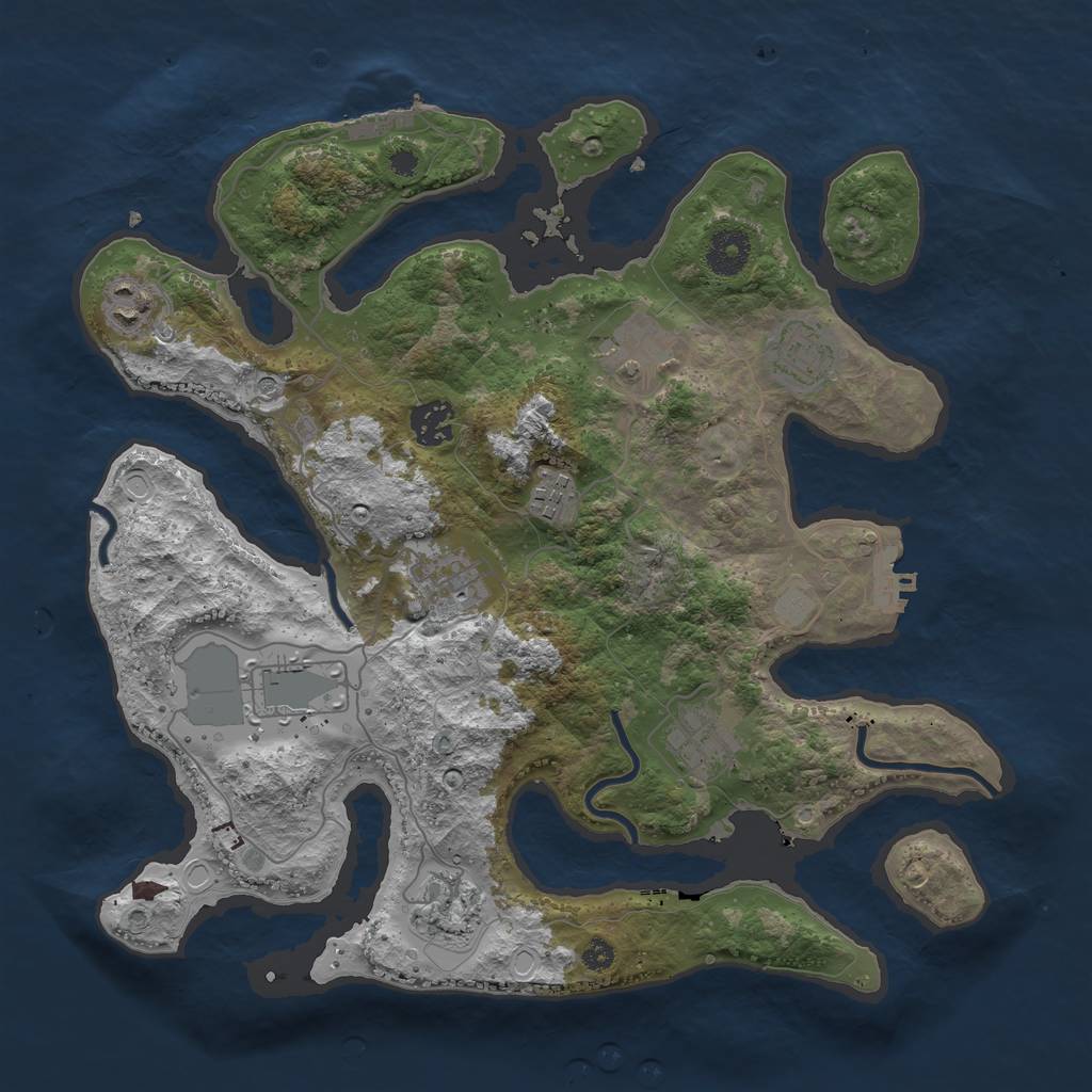 Rust Map: Procedural Map, Size: 3550, Seed: 32130, 17 Monuments