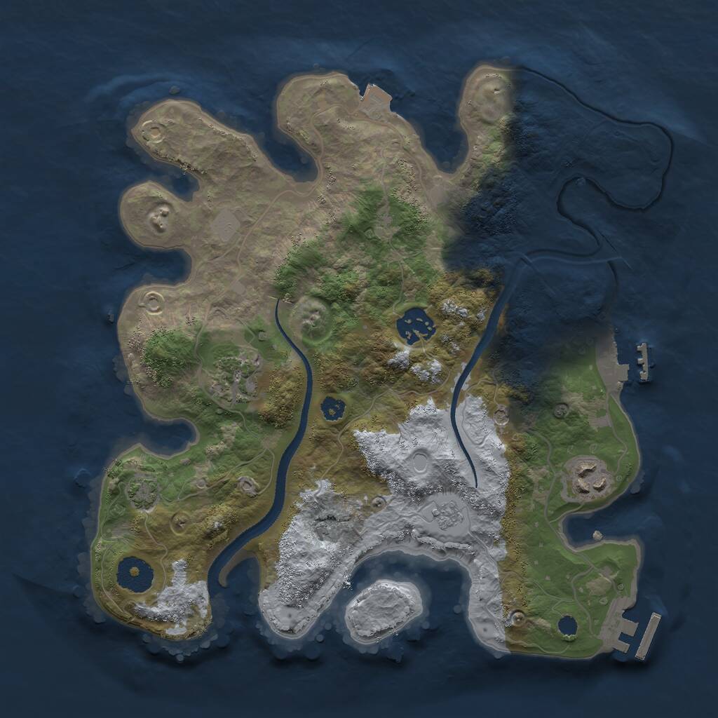 Rust Map: Procedural Map, Size: 3000, Seed: 258058, 9 Monuments