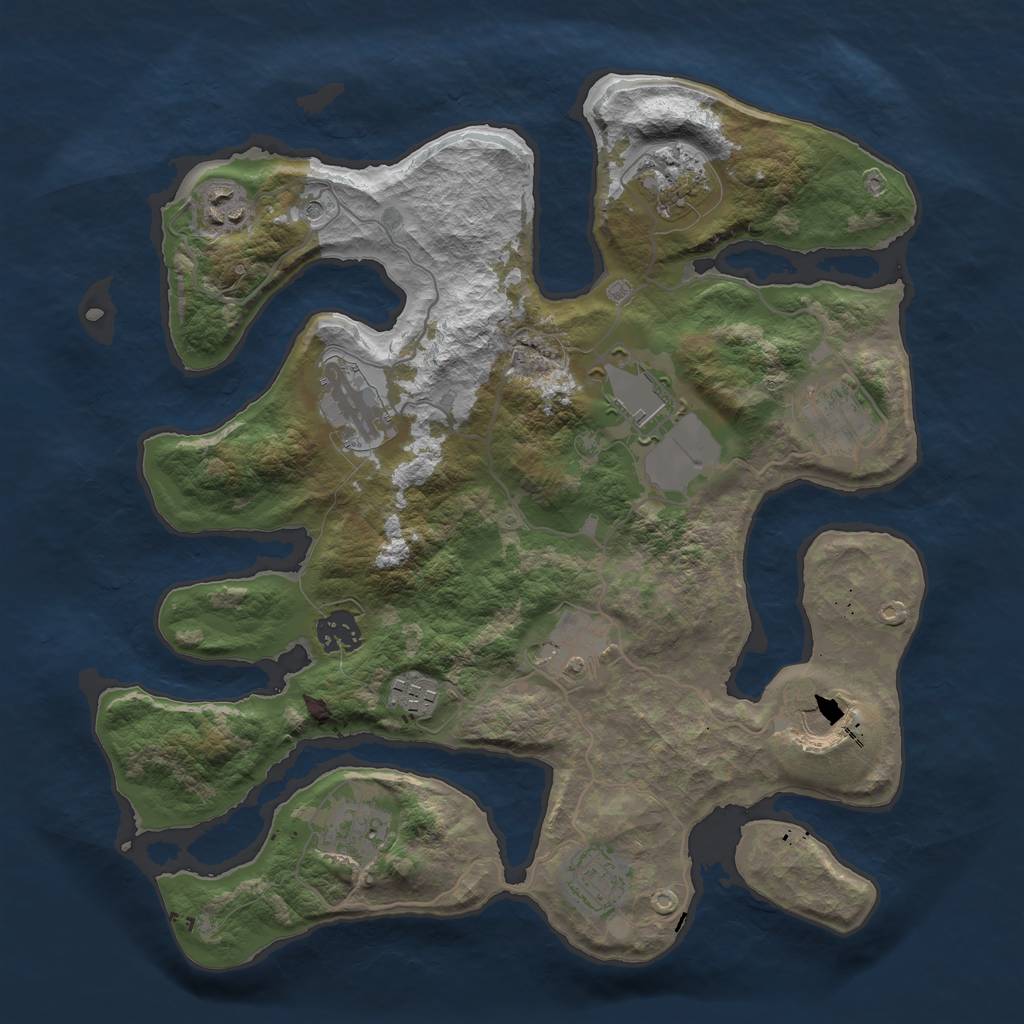 Rust Map: Barren, Size: 3500, Seed: 66180542, 14 Monuments