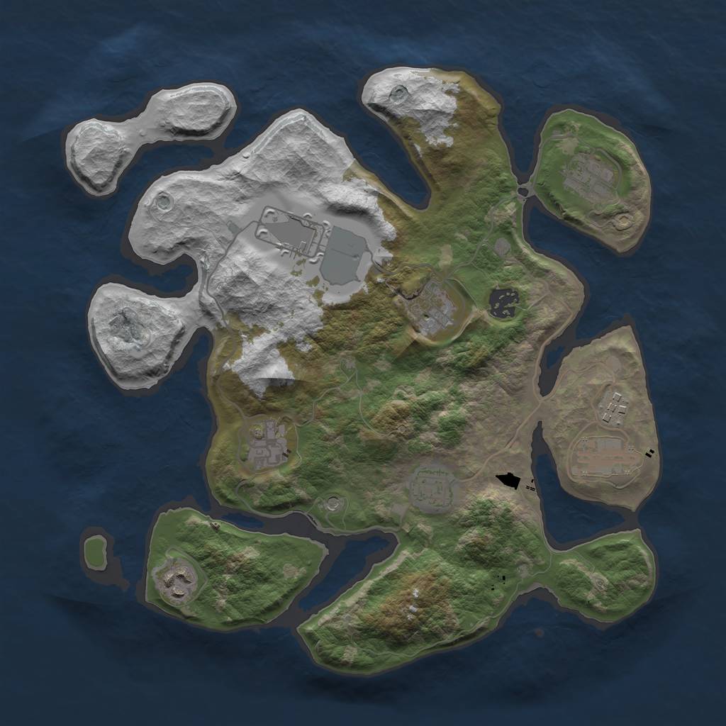 Rust Map: Barren, Size: 3500, Seed: 184255760, 12 Monuments