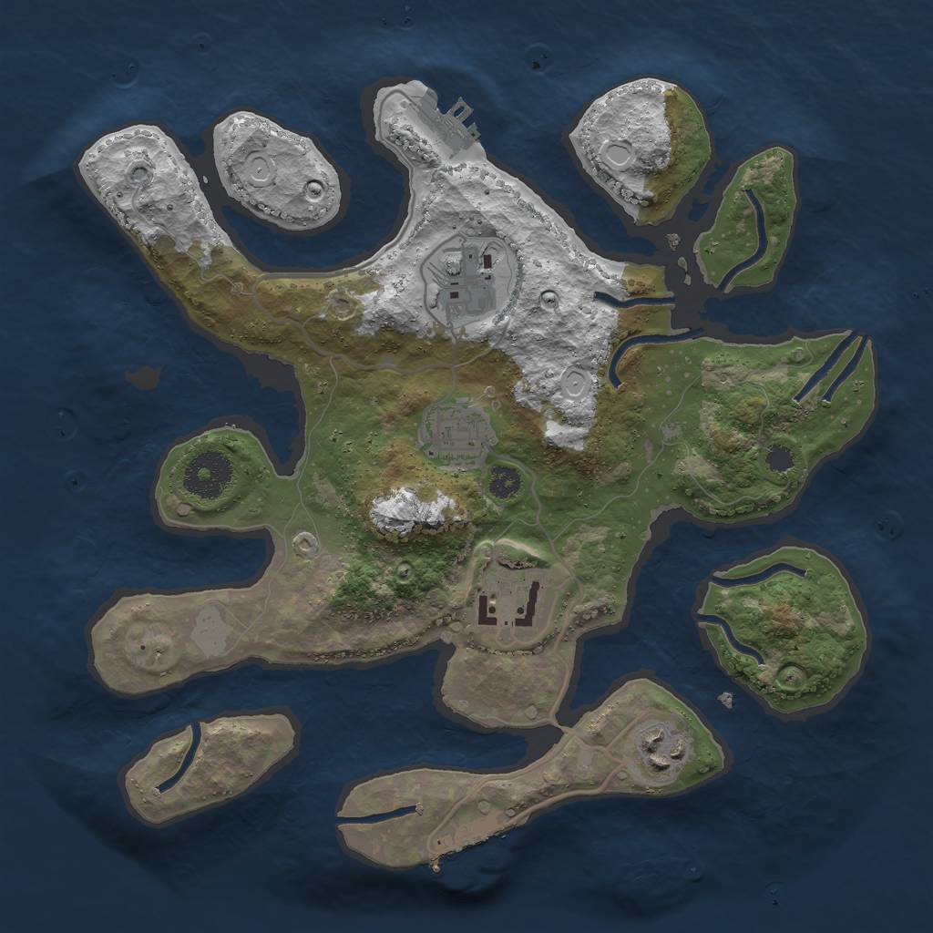 Rust Map: Procedural Map, Size: 3000, Seed: 124175, 11 Monuments