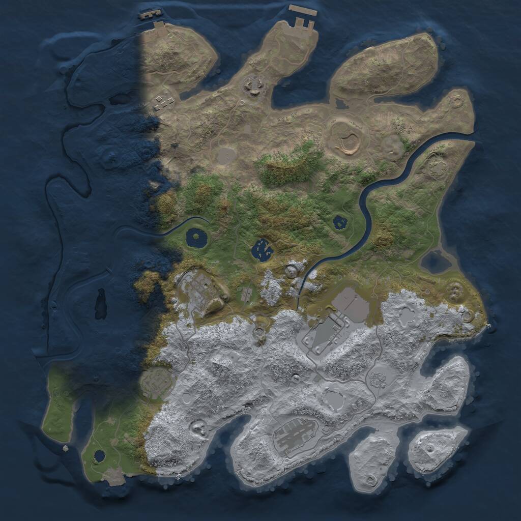 Rust Map: Procedural Map, Size: 3700, Seed: 518417026, 14 Monuments