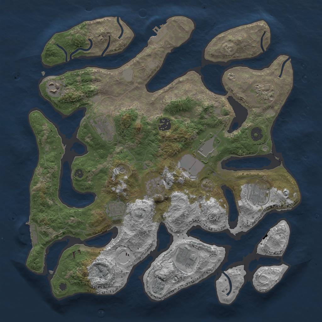 Rust Map: Procedural Map, Size: 3700, Seed: 518417026, 18 Monuments