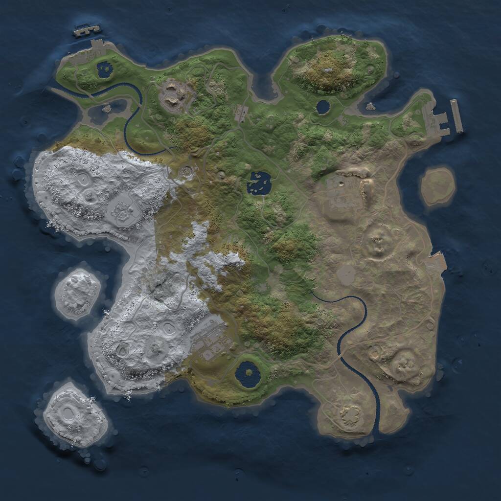 Rust Map: Procedural Map, Size: 3000, Seed: 119225, 10 Monuments