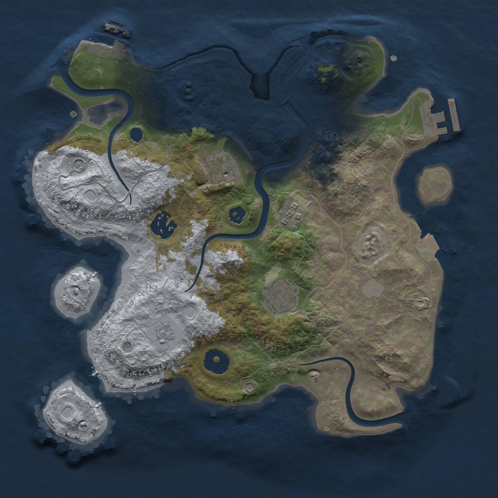 Rust Map: Procedural Map, Size: 3000, Seed: 119225, 10 Monuments