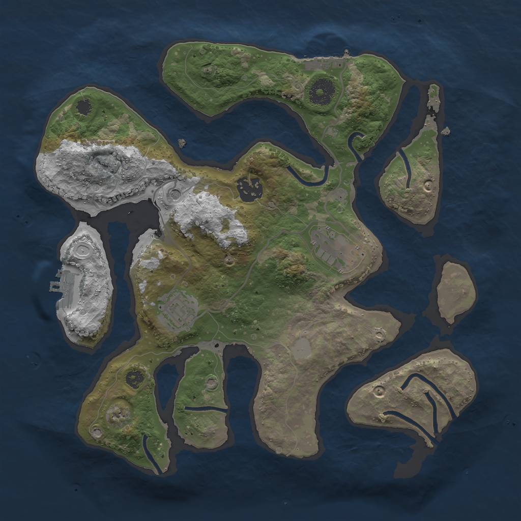 Rust Map: Procedural Map, Size: 3000, Seed: 894438, 11 Monuments