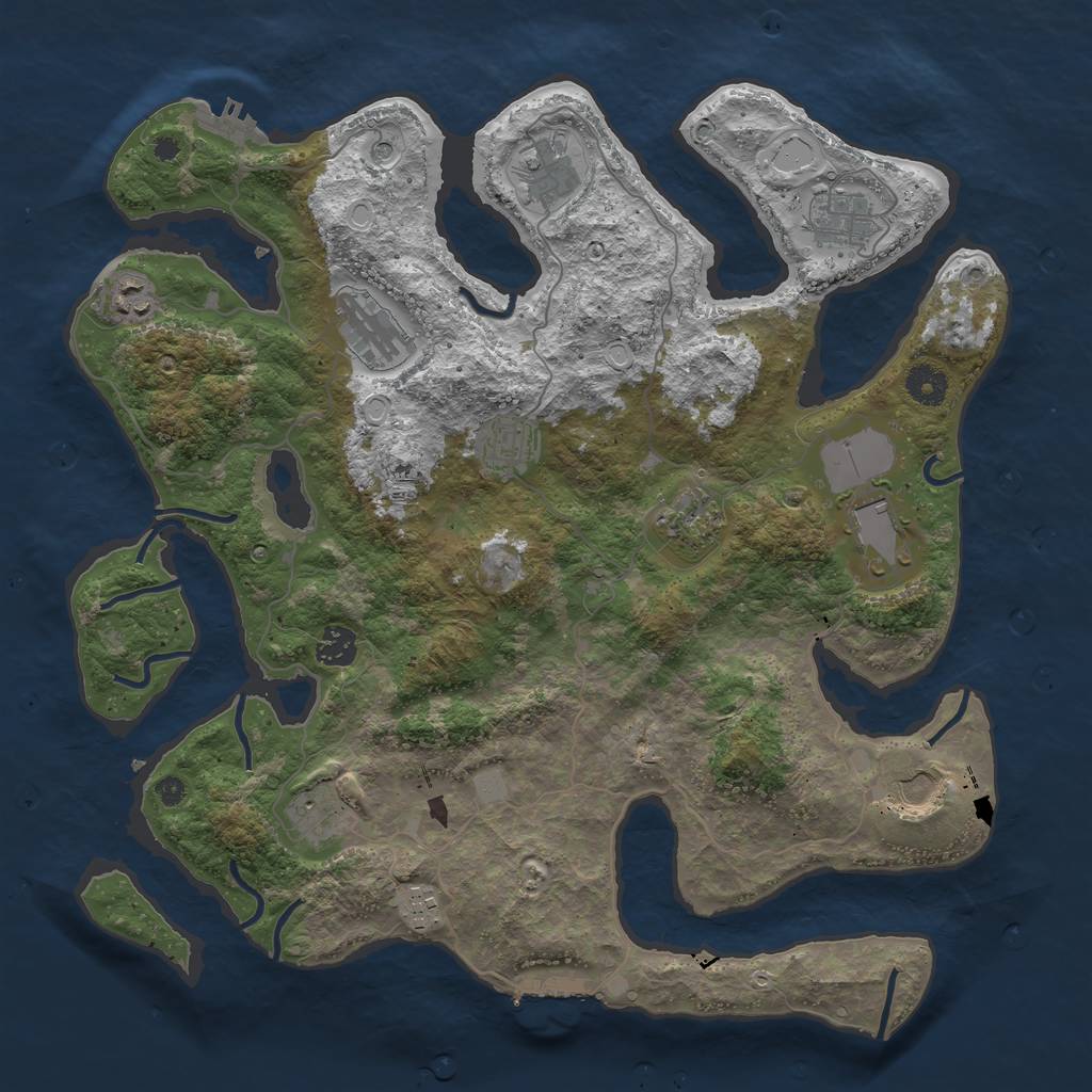 Rust Map: Procedural Map, Size: 3950, Seed: 527381928, 19 Monuments