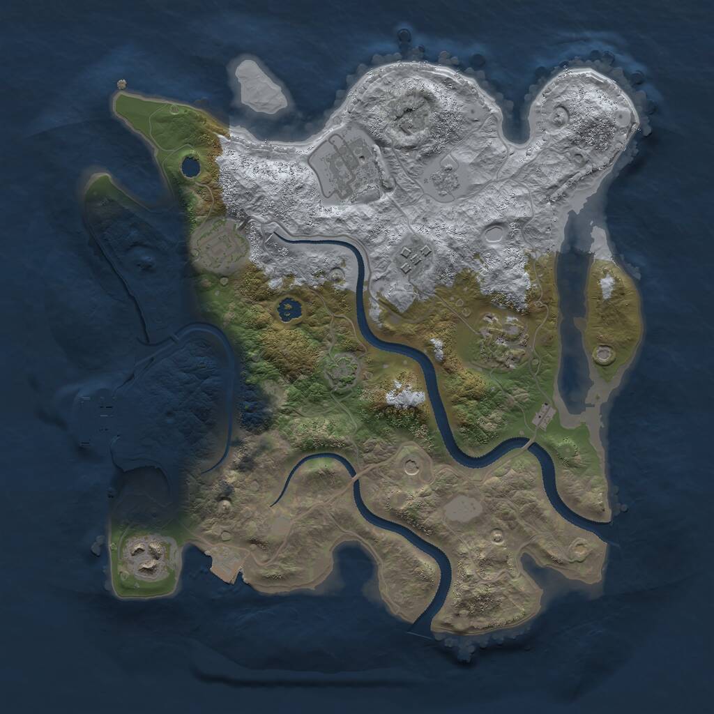 Rust Map: Procedural Map, Size: 3000, Seed: 346947, 10 Monuments