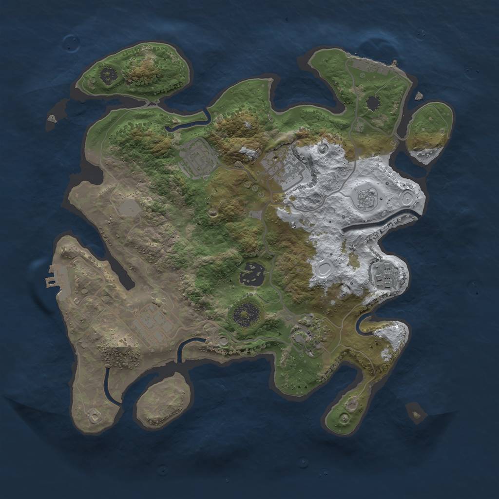 Rust Map: Procedural Map, Size: 3000, Seed: 1211682613, 14 Monuments