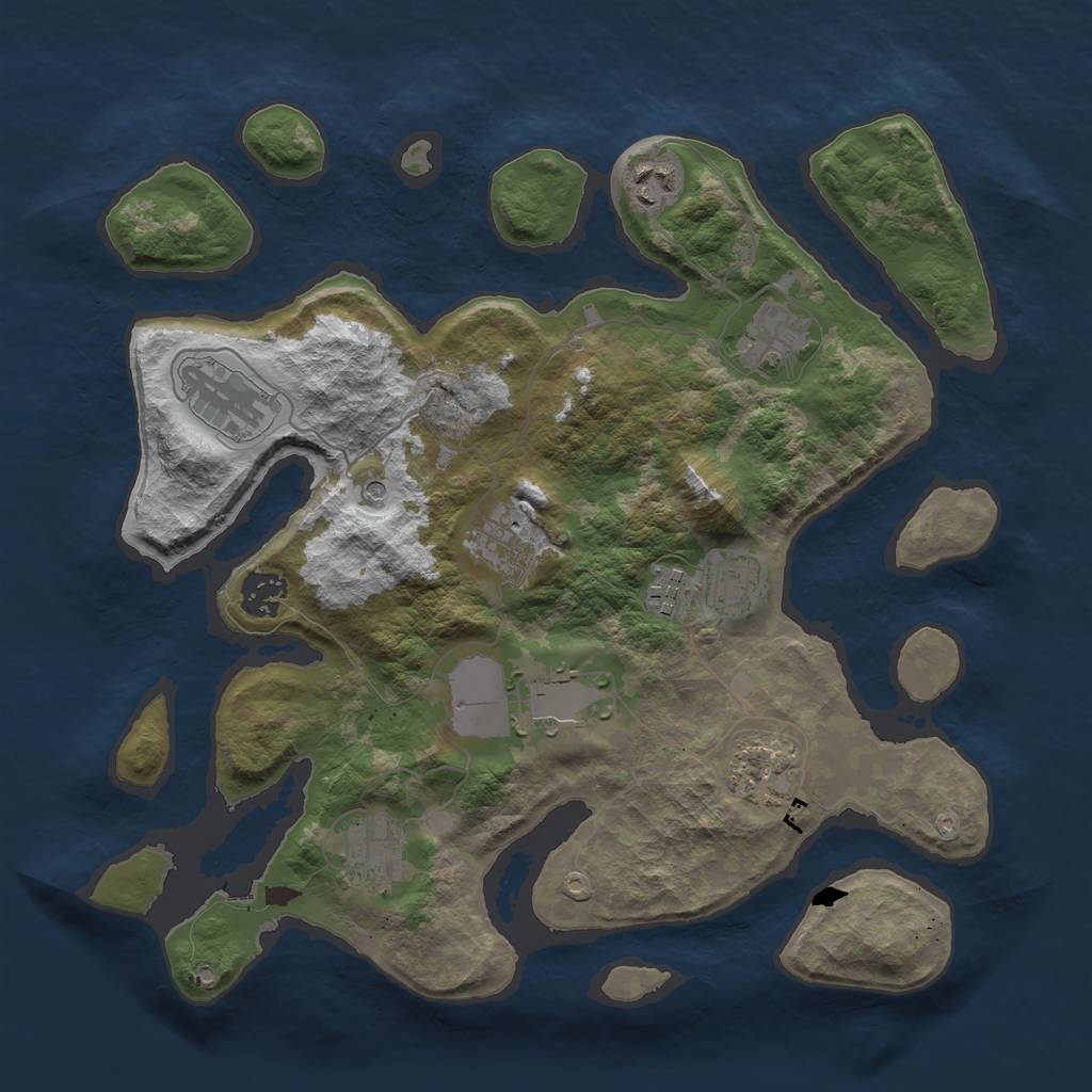 Rust Map: Barren, Size: 3500, Seed: 1801055699, 13 Monuments