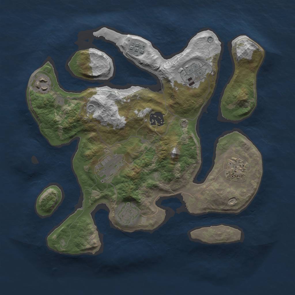 Rust Map: Barren, Size: 3000, Seed: 629618, 10 Monuments